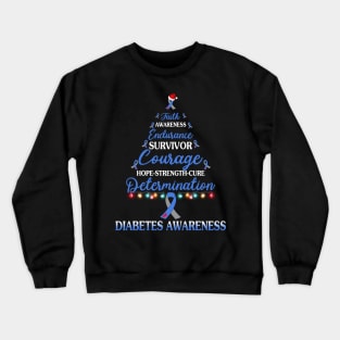 Faith Awareness Endurance Diabetes Awareness Christmas Tree Crewneck Sweatshirt